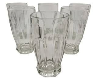303 - 6 Vintage Fluted Parfait Glasses, 6" tall (Description): Commonly referred to as fountainware -  popular in the mid-century soda fountains for  serving ice cream sundaes and milkshakes