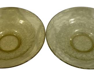 5551 - 2 Federal Amber Madrid Bowls - 11" Round