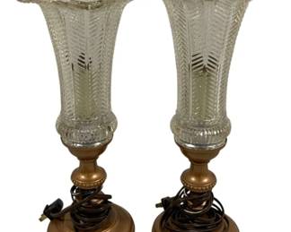 2286 - Pair Hurricane Lamps - 15" Tall (Description): Used as is electric/electronic/mechanical  item. No guarantee all components, untested.