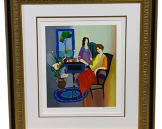 2887 - Framed Seriolithograph "After Dinner Relaxation" (Description): signed by Itzchak Tarkay and #387/450 26 x 22.5