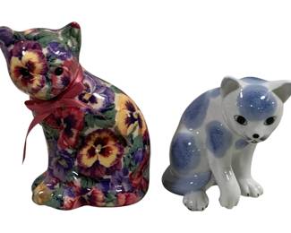 2838 - 2 Ceramic Cats - 8 Inches Tall