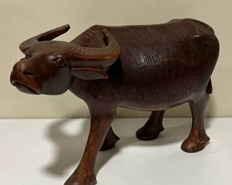 Large Water Buffalo Wood Statue