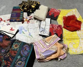 Lot of 13 Vintage Scarves Various Designers Vera, Symphony, Renoma, Nina Ricci, Missoni, Mila Schon