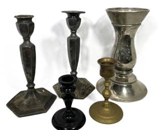 Lot of 5 Mixed Materials Candle Stick Lot