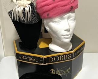 Lot of 4 Vintage Hats/Bridal Fascinators in Dobbs Fifth Avenue Hat Box