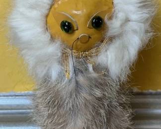 1960's Cat w/ Rabbit Fur Coat Made in Poland