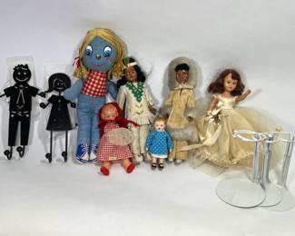 Vintage Doll Lot + Accessories Knickerbocker, Nancy Ann, Native American, Eskimo Sleepy Eyes