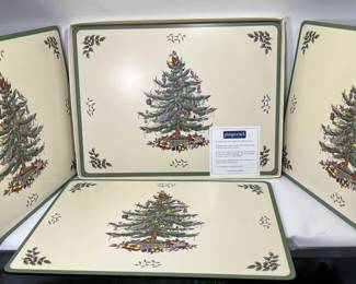 Pimpernel Spode Christmas Tree Set of 4 Cork Backed Placemats 16" x 12"