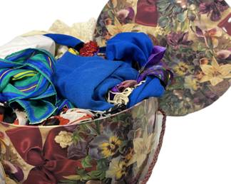 Vintage Scarves, Dickies, Notions & Accessories in Large Floral Hat Box