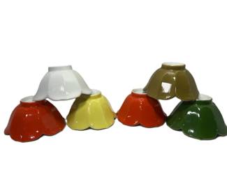 Set of 6 MCM Japanese Porcelain Lotus-Flower Rice Bowls
