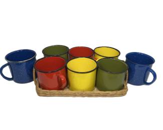 Lot of 8 Enamel Camping Mugs