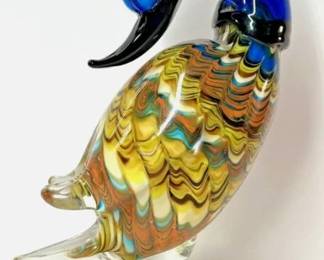 Art Glass Blown Mallard Duck Bird Murano Style