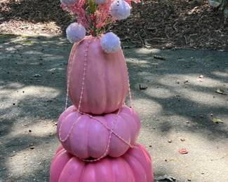 October Breast Cancer Décor - Hand Painted Pumpkin Stack