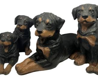 Rottweiler Resin Figurines - Family of 4
