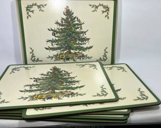 Spode Pimpernel Christmas Tree Cork-Backed Placemats set of 6 size 12"x9"