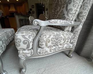 Ethan Allen French style Lounge chair with ottoman, chair 34”x35”x42”, ottoman 34”x25”x18” price $400