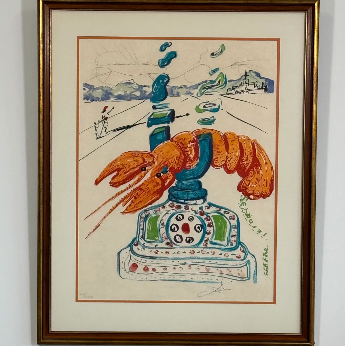 "Cybernetic Lobster Telephone" from Salvador Dali’s “Objects and Imaginations of the Future” suite, 1975, Japon paper edition, 21” X 28”, signed in pencil and inscribed 'LVI/LXXV'