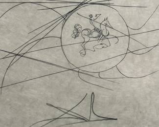 Closeup of "Spectacles with Holograms" from Salvador Dali’s “Objects and Imaginations of the Future” suite, 1975, Japon paper edition, 21” X 28”, signed in pencil and inscribed 'LVI/LXXV'