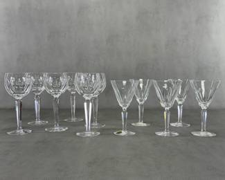 6 Waterford Crystal "Sheila" (cut) pattern claret glasses and 5 Waterford Crystal "Sheila" (cut) pattern water goblets