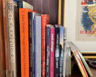 Chicago-themed books including Chicago Interiors, Chicago from Above, Chicago Mid-Century Modernism, The Great Chicago Fire, Cool Chicago, Lost Chicago, Chicago's Famous Buildings, Cows on Parade in Chicago, Suite Home Chicago, Chicago from Above, and more