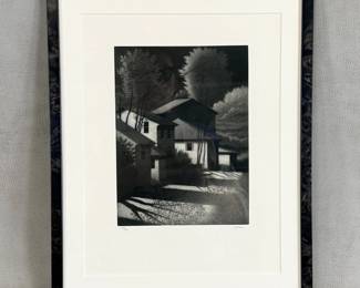 "Backyards, Evening 1995" limited edition color mezzotint by Robert Kipniss, signed, 7"W x 10"H, edition #43/60, framed