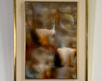 "Mirage" original acrylic on masonite painting, 24 X 16", by Leonardo Nierman (Mexico, 1932-2023), signed, framed.