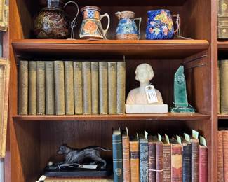 Vintage and antique books including complete sets, vintage majolica ware, alabaster sculptures, just some of the great finds waiting for you!