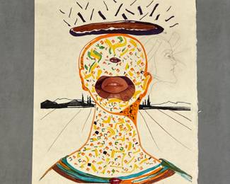 "Cyclopean Makeup" from Salvador Dali’s “Objects and Imaginations of the Future” suite, 1975, Japon paper edition, 21” X 28”, signed in pencil and inscribed 'LVI/LXXV'