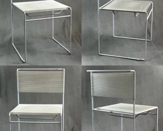 A set of 4 vintage 1970s Italian Flyline spaghetti side chairs by Giandomenico Bellotti