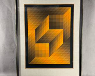 Victor Vasarely (Pecs, Hungary 1908-Paris 1997), "Axo Charga," color serigraph, 26-1/2"H x 20"W", signed, edition #50/150, framed