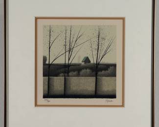 Untitled lithograph by Robert Kipniss, 5 x 5-1/2", signed lower right corner, edition #122/160 lower left, framed