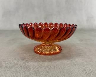 Baccarat Deposé signed Rose Tiente helical twist (swirl) footed compote, 7"W x 3"H.