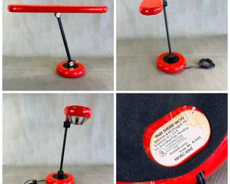 More views of the Mid-Century Modern Park Sherman red and black adjustable desk lamp, 1970’s