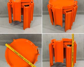 Giotto Stoppino for Kartell vintage orange stacking tables in ABS plastic, first produced in 1968