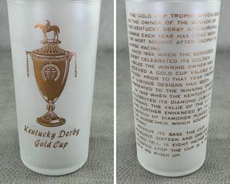 1952 Kentucky Derby Gold Cup official frosted glass tumbler (representing the 78th running of the Kentucky Derby)