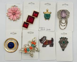 Vintage costume jewelry brooches