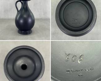 More views of the striking antique 18th/19th century Wedgwood black basalt ewer, 11" tall.