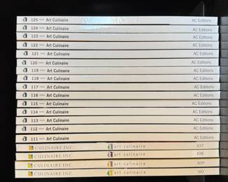 Hardbound collector's issues of Art Culinaire, a quarterly gourmet food and trade magazine founded in 1986. Issues numbered 107 through 125, published by AC Editions