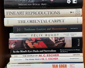 Masterpieces of Mexican Folk Art, Fine Art Reproductions - New York Graphic Society; The Oriental Carpet, Toulouse-Latrec and Montmartre, In the Mind's Eye: Dada and Surrealism, The World of M. C. Escher, Van Gogh and Gaugin - The Art Institute of Chicago, Hogarth Engravings