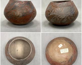 More views of the prehistoric Casas Grandes black on red pottery olla or jar, approximately 8 inches wide