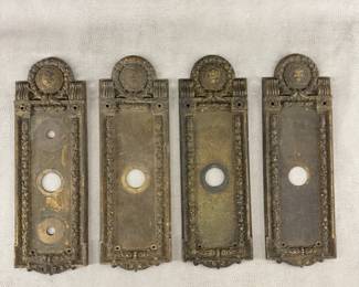 More pieces from the collection of antique bronze door hardware from a Cook County building, Seal of Cook County on the plates