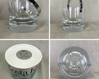A vintage Kosta Boda "Pippi" Ice Bucket with a detachable chrome handle, designed by Vicke Lindstrand; comes with original packaging.