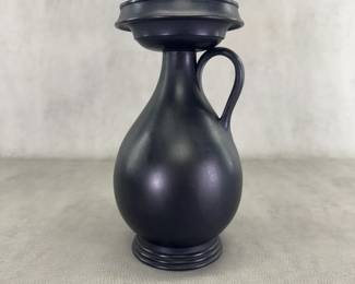 A striking antique 18th/19th century Wedgwood black basalt ewer, 11" tall.