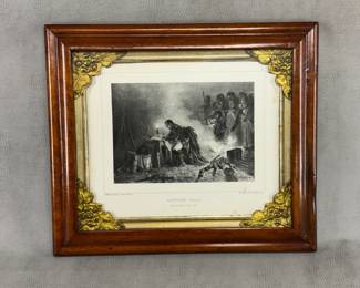 Framed lithograph of Napoleon in Bautzen (Saxe) by Paul Gavarni - 1836 1836. Image size 10-5/8"W x 8-1/2"H, framed size 14-5/8"W x 12-1/2"H.