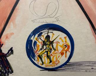 Closeup of "Intrauterine Paradisiac Locomotion" from Salvador Dali’s “Objects and Imaginations of the Future” suite, 1975, Japon paper edition, 21” X 28”, signed in pencil and inscribed 'LVI/LXXV'