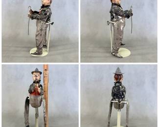 More views of the vintage/antique tin lithograph clockwork wind-up figure (a clown or possibly Charlie Chaplin as The Little Tramp?), 9-1/4" tall