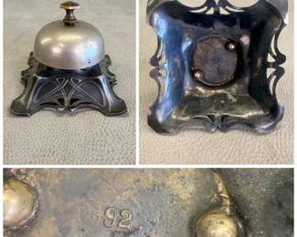 A fantastic antique Jugendstil (Art Nouveau) silver-plated mechanical desk call bell manufactured by A.K. & Cie (Albert Köhler & Cie, Germany) circa 1900