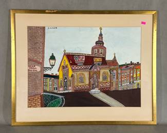 Signed framed painting of Zagreb by Serbian artist Emerik Feješ (1904-1969)