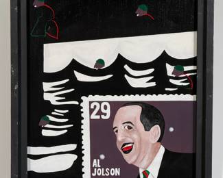 "Jolson Remembered" - original oil painting by outsider artist Dennis L. Olejarczyk. Signed and dated '96 in lower right corner. Framed size is 22-1/2"W x 24-1/4"H.