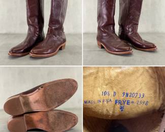Pair of vintage Frye brown leather Campus cowboy boots size 10-1/2 D